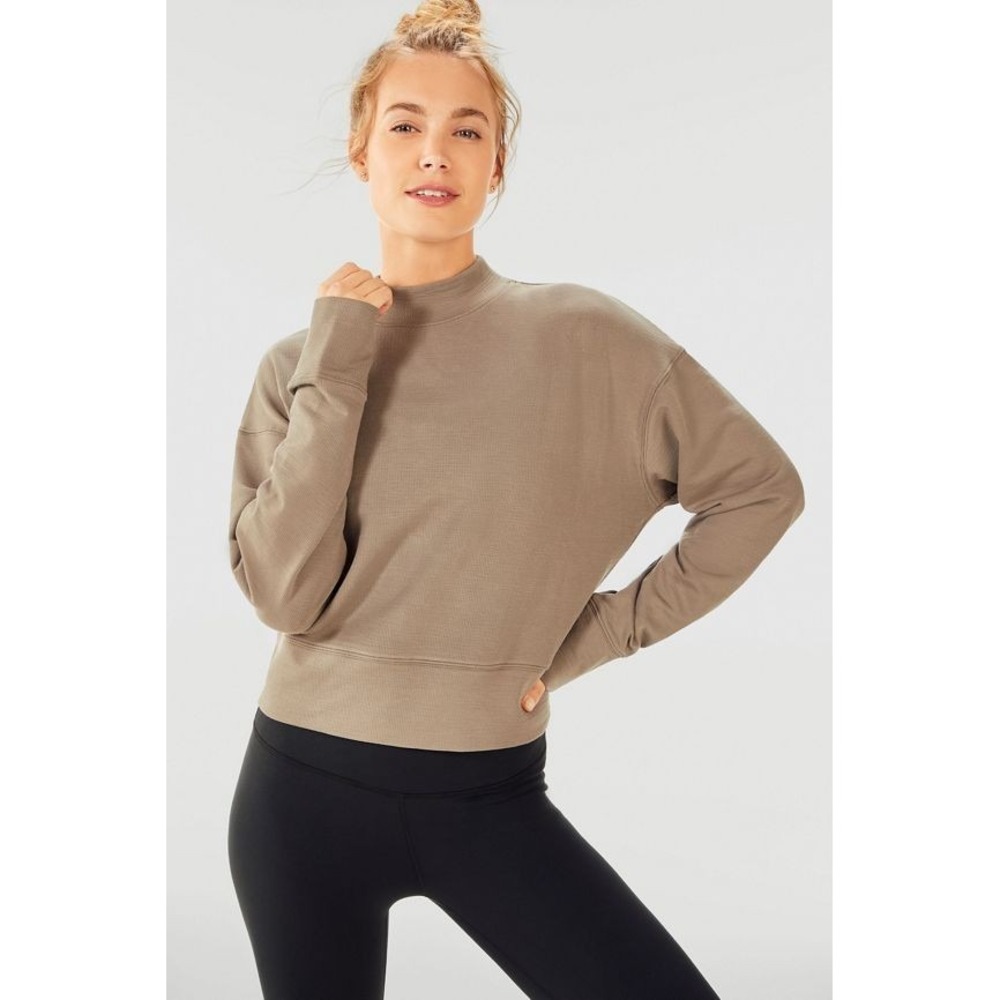 Fabletics Luna Long Sleeve Pullover Extra Large color Cement